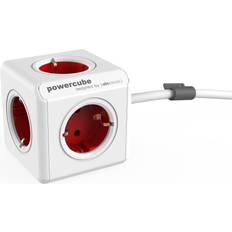 Rojo Regletas de Enchufes allocacoc PowerCube Extended (Boston Red, SchuKo