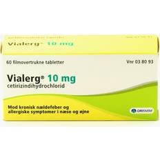 Cetirizine Hydrochloride Håndkøbsmedicin Vialerg 10mg 60 stk Tablet