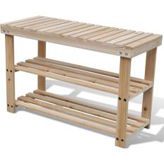 Halmeubelen en Accessoires vidaXL Schoenenrek Met Bankje 2-in-1 Massief Vurenhout