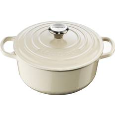 Le creuset gryde 20 cm Le Creuset Creme Signature Round med låg 20cm