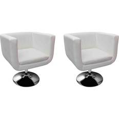 Acero Sillones vidaXL Taburetes De Cocina 2 Unidades Cuero Artificial Blanco Sillón