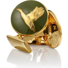 Gullbelagt Mansjettknapper Skultuna The Hunter Flying Duck Cufflinks - Gold/Green