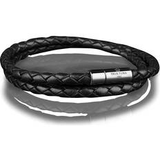 Skultuna Two Row Leather Bracelet Black Steel Taille: 40cm Coloeur: Noir