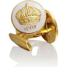 Vita Manschettknappar Skultuna Crown Cufflinks - Gold/White