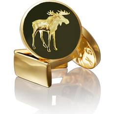 Herren - Vergoldet Manschettenknöpfe Skultuna The Hunter Moose Cufflinks - Gold/Green