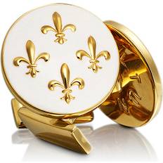 Herren - Vergoldet Manschettenknöpfe Skultuna Fleur De Lys Cufflinks - Gold/White