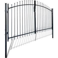 Noir Portails vidaXL Portillon Double Porte Avec Dessus À Pointe Acier 3x1,25 m Noir 300x175cm