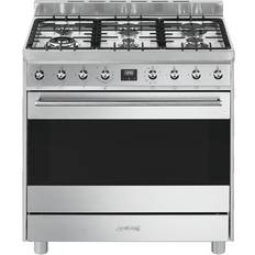 90cm - Elugnar Gasspisar Smeg C9GMX9 Svart, Rostfritt stål