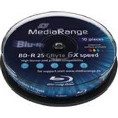 25 GB - Blu-ray Optische Opslag MediaRange BD-R 25 GB blu-ray media 6x, 10 stuks, bedrukbaar