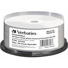 Bd r 25gb Verbatim BD-R 25GB 6x Wide White Thermal Printable 25 Pack Spindle No ID Brand, BD-R, Fuso