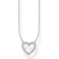 Thomas Sabo Halsketten Thomas Sabo Open Heart Pave Necklace - Silver/Transparent