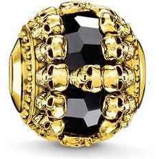 Herren - Vergoldet Charms & Anhänger Thomas Sabo Karma Skulls Bead Charm - Gold/Onyx