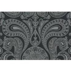 Cole & Son Tapete Malabar Gilver on Charcoal grigio