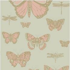 Cole & Son Butterflies Dragonflies Wallpaper Whimsical Soft pink on egg shell 103/15063 Roll