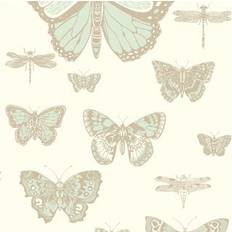 Papeles pintados Cole & Son Butterflies Dragonflies Wallpaper Whimsical Egg shell on neutral 103/15065 Roll