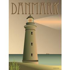 Plakat danmark 50x70 Vissevasse Danmark Fyret Plakat 50x70cm