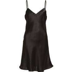 Lady Avenue Silk Satin Nightgown - Black