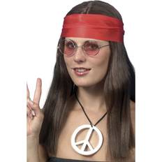 Blauw Pruiken Smiffys Hippie Chick set dames bruin