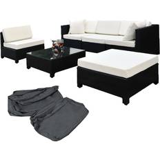 Alluminio Set da Lounge da Esterno tectake Giardino In Rattan Con Telaio In Alluminio E Imbottitura Di 10 cm - Nero Set da Lounge da Esterno, 1 Tavolo incluso 1 Divani