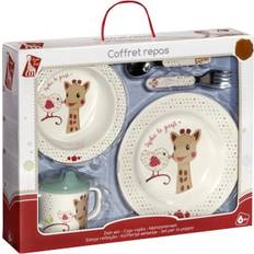 Rouge Vaisselle pour bébé Sophie la girafe Coffret Repas Version Kiwi