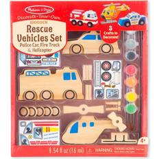 Melissa & Doug Kjøretøy Melissa & Doug Decorate Your Own Wooden Rescue Vehicles Set