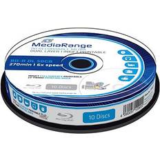 Stockage Optique MediaRange Inkjet Fullsurface-Printable 10 x BD-R DL 50 Go (270 min) 6x blanc surface imprimable par jet d'encre spindle