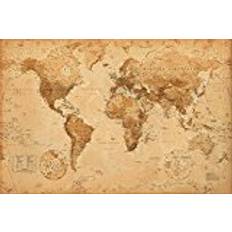 Maps Posters GB Eye World Map Antique Style Maxi Poster 91.5x61cm