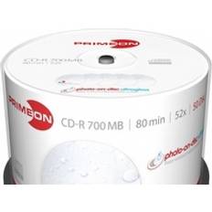 Stockage Optique Primeon CD-R 80 vierge 2761109 tour 50 pc(s) 700 Mo 80 min imprimable, surface ultra-brillante, étanche, indélébile