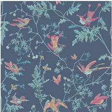 Cole & Son Hummingbirds Wallpaper Archive Anthology Dark Blue multi-colour 100/14068 Roll