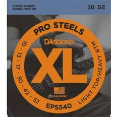 D'Addario Cuerdas para Guitarra ProSteels Cuerdas para Guitarra Eléctrica Round Wound Brighter, Crunchier, Increased Sustain EPS540 Light Top/Heavy Bottom, 10-52