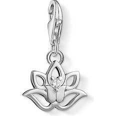 Thomas Sabo Charm Club Lotus Flower Charm Pendant - Silver/White