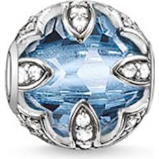 Blåa Berlocker & Hängen Thomas Sabo Lotus Bead Charm - Silver/White/Blue