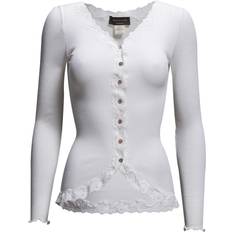 Silk Cardigan Regular LS W/Rev Vint - New White