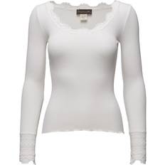 Rosemunde Silk T-Shirt Regular LS W/Wide Lace - New White