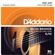 D'Addario Libros D'Addario Guitar Strings Acoustic Guitar Strings 80/20 Bronze For 6 String Guitar Deep, Bright, Projecting Tone EJ10 Extra Light, 10-47