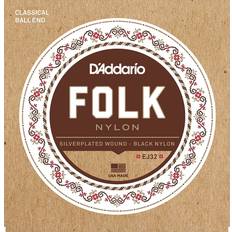 Accessori Musicali D'Addario Corde EJ32 in nylon per chitarra folk, con pallino finale, Silver Wound/cantini in nylon nero