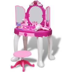 Tabourets Ensembles de meubles vidaXL Coiffeuse Jouet 3 Miroirs Enfant Rose