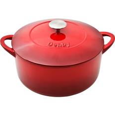 Röda Övriga grytor Denby Pomegranate Cast Iron Round med lock 5.2 L 26 cm
