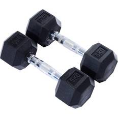 5 kg - Rubber Dumbbells Homcom Rubber Hexagonal Dumbbells 2x5kg
