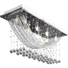 vidaXL White With Sparkling Glass Crystals Taklampa