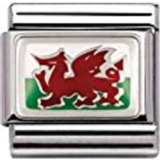 White Charms & Pendants Nomination Composable Classic Link Wales Flag Charm - Silver/White/Green/Red