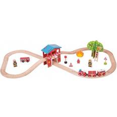 Fire Fighters Toy Vehicles Bigjigs Fire Station Train Set