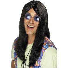 Long Wigs Fancy Dress on sale Smiffys Neil Hippy Wig Black