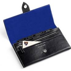 Press Stud Travel Wallets Aspinal of London Deluxe Travel Wallet - Smooth Black & Cobalt Blue Suede