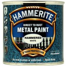 Hammerite Outdoor Use - White Paint Hammerite Direct to Rust Hammered Finish Metal Paint White 0.25L