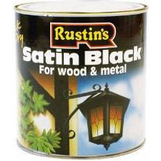 Rustins Quick Dry Satin Black Wood Paint, Metal Paint Black 1L