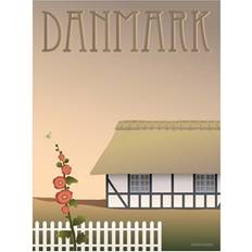 Plakat danmark 50x70 Vissevasse Danmark Bondehuset Plakat 50x70cm