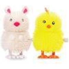 Bunnys Activity Toys TOBAR Clockwork Fuzzy Hopping Chick & Rabbit