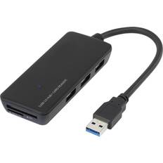 Hub USB Renkforce 3 Porte Hub USB 3.0 Con SD SD Incorporato Nero