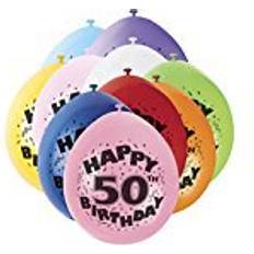 Unique Party "50th Happy Birthday Latex Balloons 10-pack